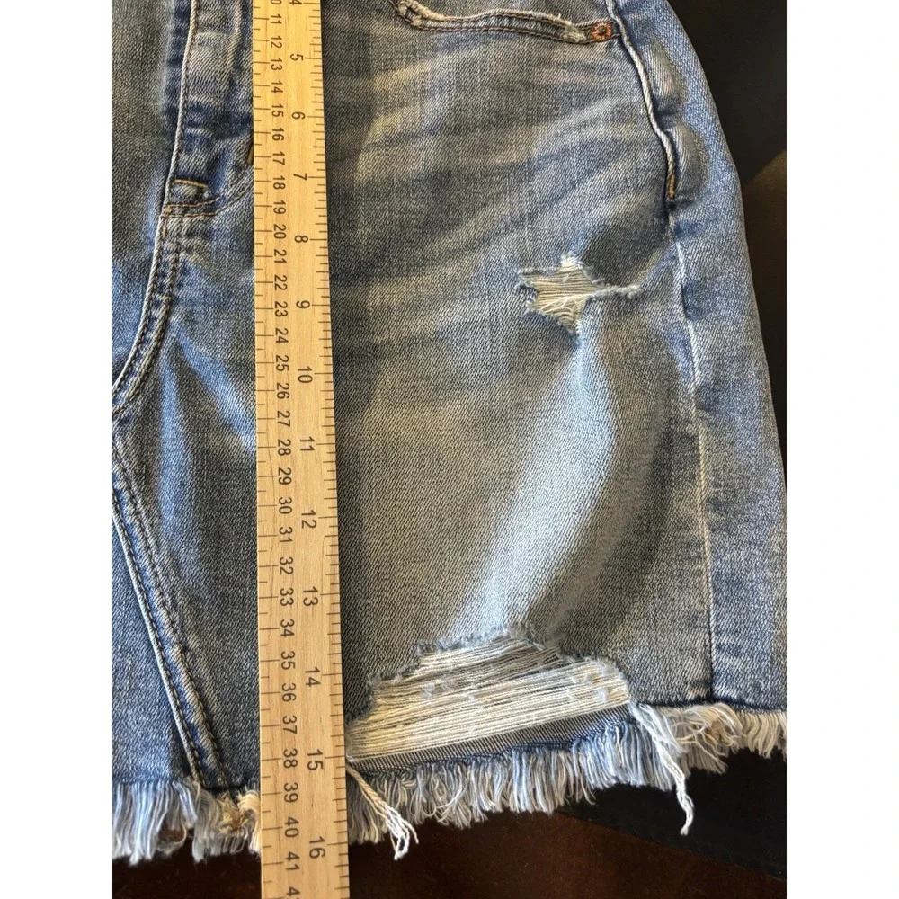 American Eagle Womens 4 Curvy Hi-Rise Mini Super Stretch Blue Jean Skirt Y2K - Picture 9 of 9